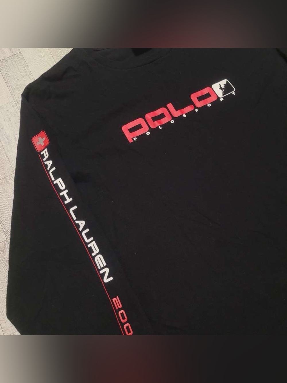 Men's POLO SPORT RALPH LAUREN 2002 Black Long Sleeve Graphic T-Shirt Size XXL
